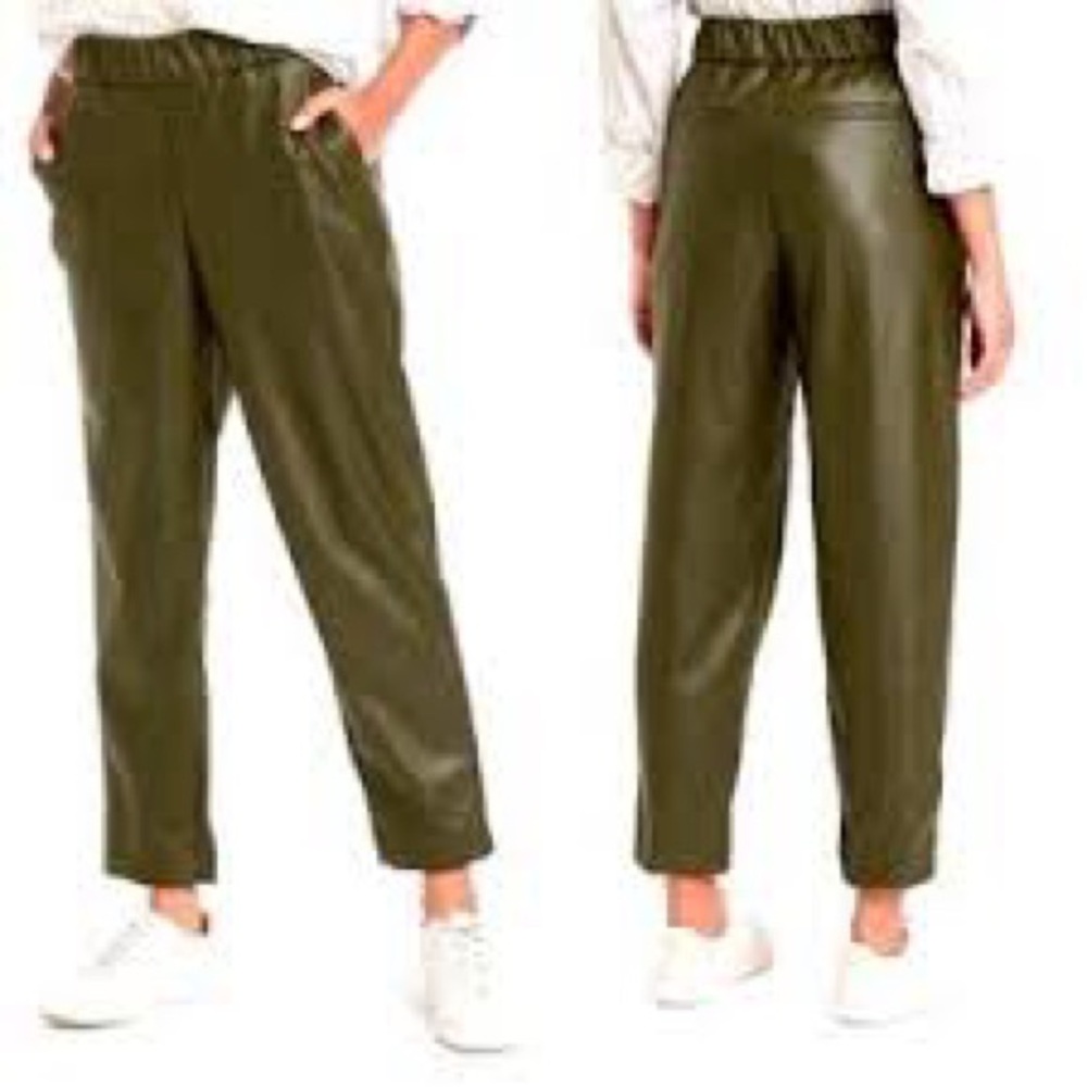A New Day High-Rise Green Faux Leather Pants Women's XL Tapered Ankle NWOT